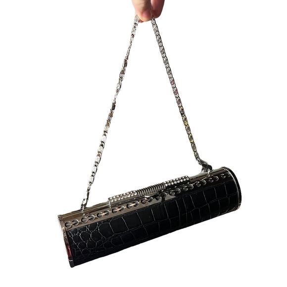Vintage tube purse - very cool croc embossed with metal hardware - Picture 2 of 11